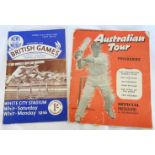 1953 SOUVENIR PROGRAMME AUSTRALIAN CRICKET TOUR + NEWS OF WORLD WHITE CITY BRITISH GAMES PROGRAMME