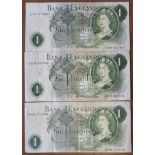 3X FJORDE £1 BANKNOTES