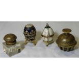 2 COLLECTORS EGGS, BELL & INKWELL