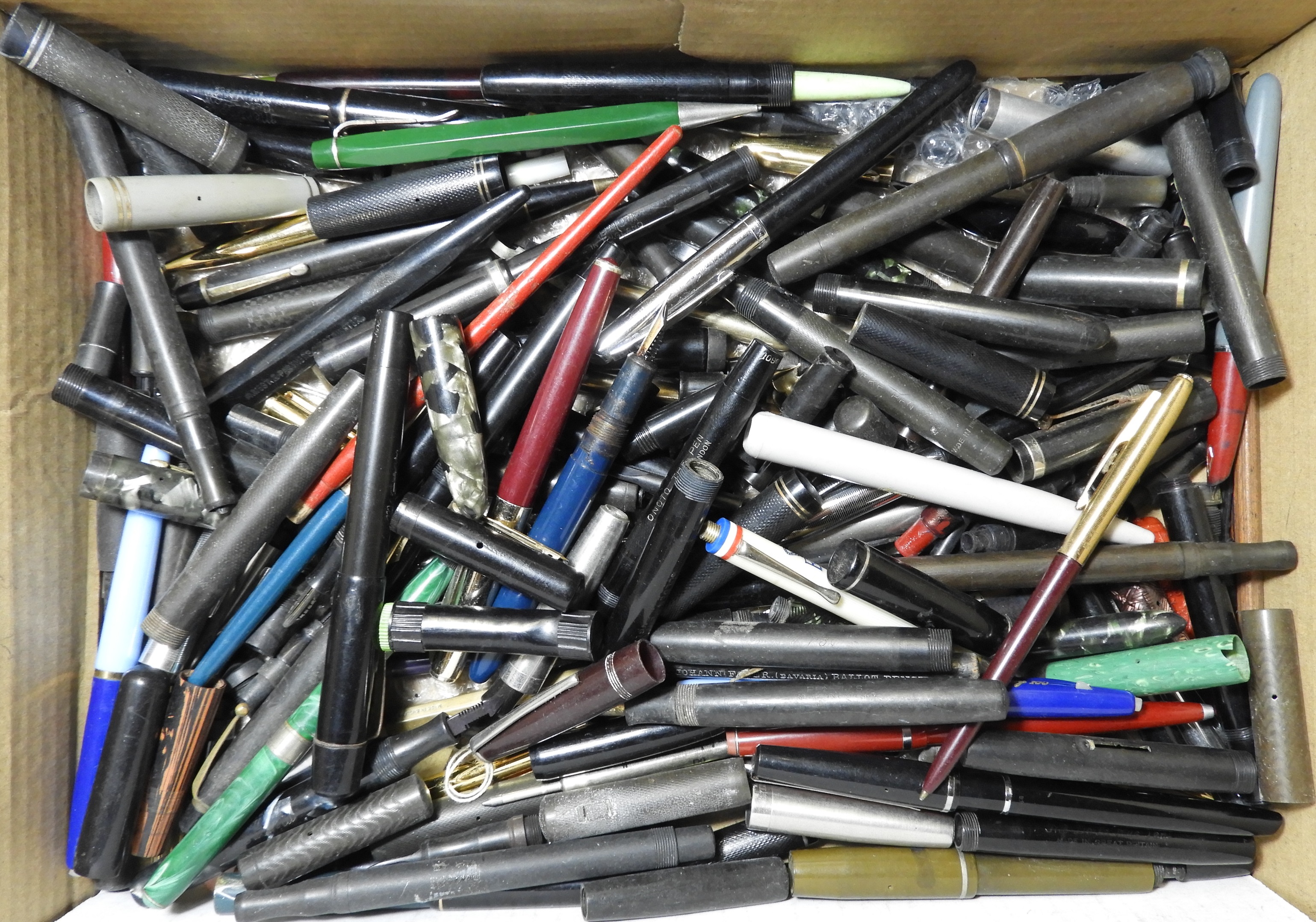 BOX OF FOUNTAIN PEN PARTS/SPARES