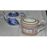 ABBEY BLUE & WHITE TEAPOT + WEDGEWOOD SUSIE COOPER CLASSIC VISTA