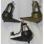 3 EASTERN HANGING OIL LAMPS