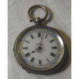 SILVER CASED ENAMEL FACE LADIES POCKET WATCH