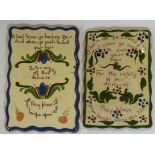 TORQUAY WARE - 2 MOTTOWARE LAMP TILES