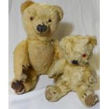 2 GOLDEN PLUSH JOINTED TEDDYBEARS 17'+10'