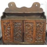 CARVED OAK WALL CUPBOARD/SHELF