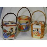 3 ORIENTAL BISCUIT BARRELS