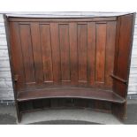 LARGE OAK SETTLE - RECENTLY IN THE TREE INN, STRATTON & PREVIOUSLY THE BUSH INN, MORWENSTOW,