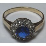 9CT GOLD WHITE & BLUE STONE RING