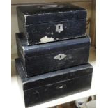 3 LEATHER JEWELLERY BOXES