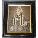 FRAMED VICTORIAN PORTRAIT OF LADY IN MOURNING ROBES