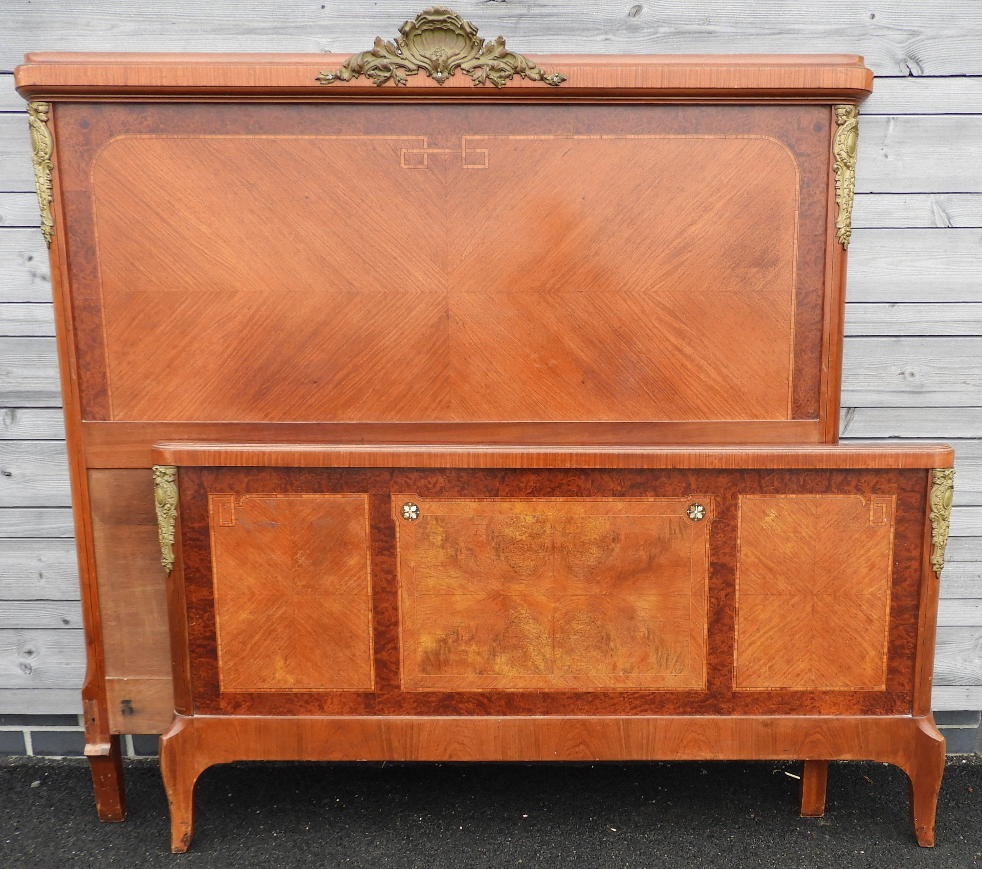 FRENCH WALNUT & ORMOLU 5FT BED