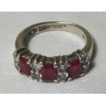 SILVER 925 RUBY & WHITESTONE RING