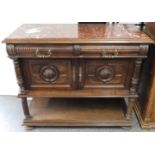 FRENCH MARBLE TOP OAK SIDEBOARD