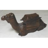 CARVED SEATED CAMEL DESK INKWELL