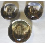 3 VICTORIAN TOURIST PAPERWEIGHTS BLACKPOOL, HASTINGS & ROCHESTER
