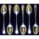 CASED SET 6 SILVER LION MASK FINIAL TEASPOONS 105.4G