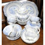 29 PIECES VICTORIAN WILLOW PATTERN TEA CHINA