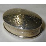 ETCHED OVAL SILVER PILL BOX 15.9G