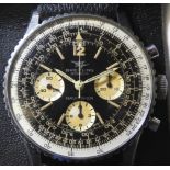 BREITLING NAVITIMER 806 GENTS WRISTWATCH (BLACK & WHITE) ON WIDE LEATHER STRAP