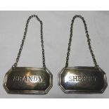 2 SILVER DECANTER LABELS SHERRY & BRANDY 19.8G