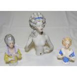 3 CERAMIC PIN BUSTS