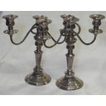 PR OF HAND CHASED SILVER PLATE CANDLESTICKS