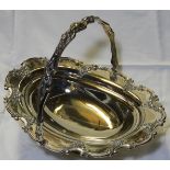 SILVER PLATED CAKE BASKET WITH SWING HANDLE