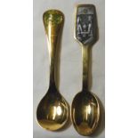 2 MICHELSEN GILDED + ENAMEL 1973 & 89 CHRISTMAS SPOONS