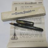 CONWAY STEWART 15 GREEN MARBLED FOUNTAIN PEN BOXED WITH GUARANTEE