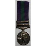 MEDALS - GEORGE VI GENERAL SERVICE & 2 CLASPS MALAYA & PALESTINE 1946-48 TO 14462129 PTE J.H