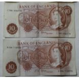 BANKNOTES - 2 FORDE TEN SHILLINGS B15N & C79N