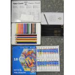 18 WATERCOLOURS, 12 CHARCOAL PENCIL SET FABER CASTELL PASTELS SETS