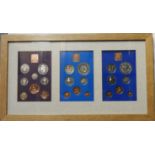 COINS - 3 SETS GB COINAGE FRAMED