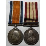 MEDALS - GEORGE V NAVAL GENERAL SERVICE WITH PERSIAN GULF 1909-14 CLASP & 1914-18 BRITISH WAR TO