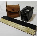 BROWNIE C SIX-20 BOX CAMERA + THE UNIQUE SLIDE RULE