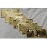 BANKNOTES - USA 24K GOLD 7 NOTE SET