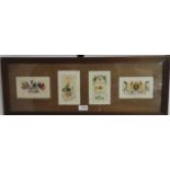 4 SILK MILITARY POSTCARDS FRAMED & GLAZED