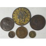 PRINCESS OF WALES HALFPENNY & 5 OTHER TOKENS