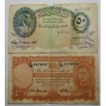 BANKNOTES - EGYPT 50 PIASTRES & AUSTRALIA 10 SHILLING