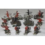 6 MOUNTED LEAD SOLDIERS + 3 GUARDS, 3 PIPERS + 3 KILTED BAYONETS