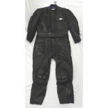 INTERSTATE LEATHER BLACK 2 PIECE MOTORCYCLE SUIT WAIST 34/36, CHEST 38/40 HEIGHT 5'8'