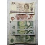 BANKNOTES - 3X £1, 1X 10/- & NEW ZEALAND 1 DOLLAR (5)