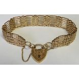 9CT GOLD PADLOCK CLASP GATELINK BRACELET 27.34G