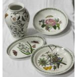 PORTMEIRION BOTANIC GARDEN LARGE VASE, CAKESTAND, OVAL & CIRCULAR DISHES