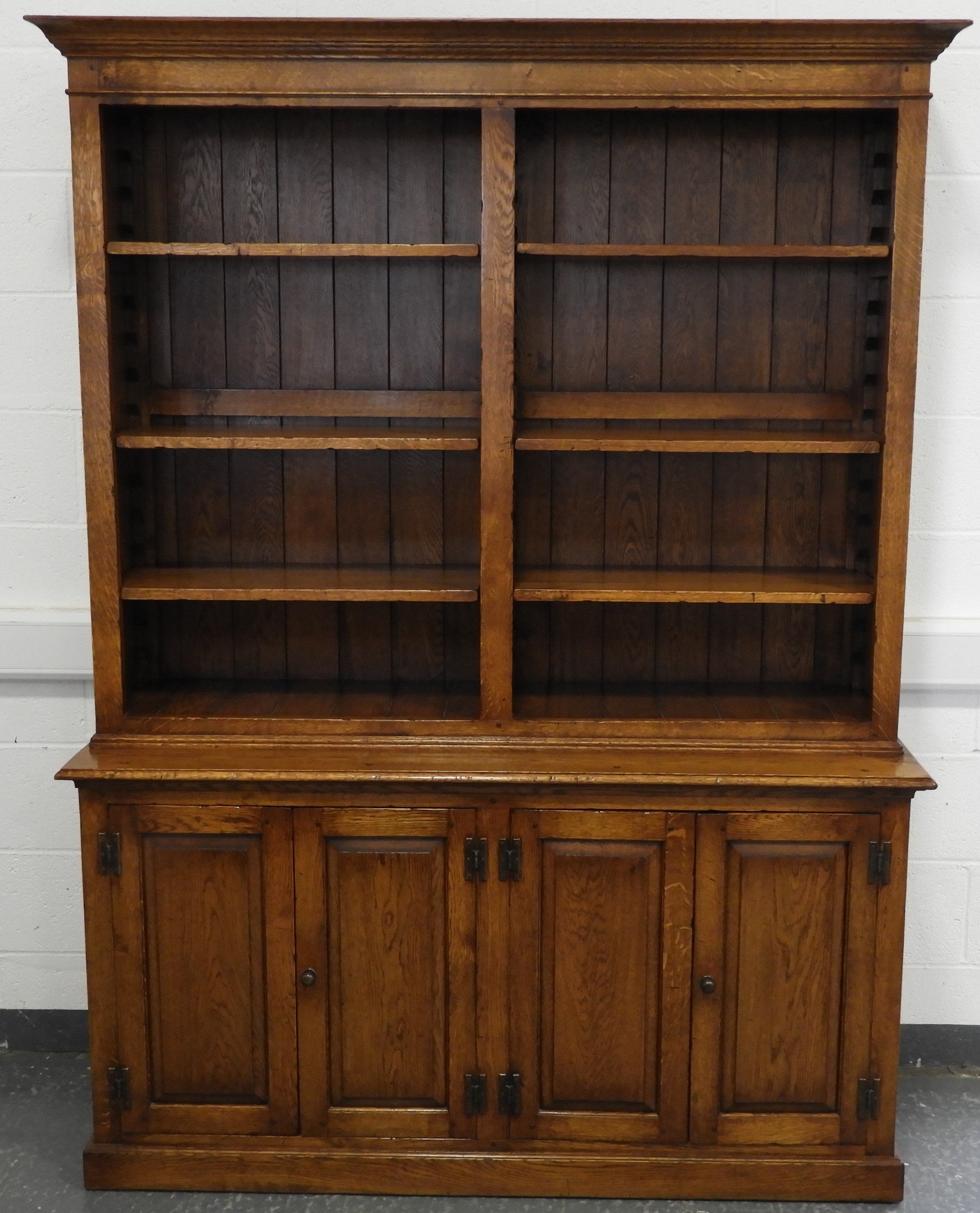 OAK LIBRARY BOOKCASE CUPBOARD 80” high x 59” wide x 20” deep