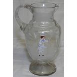 MARY GREGORY CLEAR GLASS JUG 8.5'H