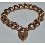 9CT GOLD PADLOCK CLASP BRACELET 28.58G