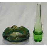 MDINI ART GLASS BOWL & GREEN SPILL VASE