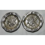 SILVER PAIR OF MALTESE PIN DISHES WITH STRIKE MARKS TO BASE OF BOWL 44.66G